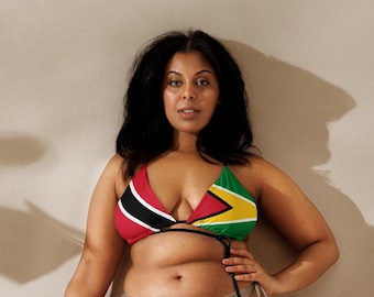 Trinidad Guyana String, Bikini Top, Large Bust Swimwear, Guyanese Swimwear, Trini Clothing, Tobago Flag Swimsuit, Plus SizeCarnival top