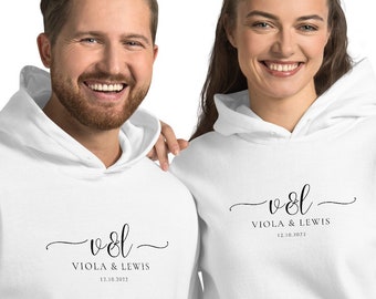 Custom Couple Unisex Hoodie, Initials, Wedding Gift, Bride and Groom, Boyfriend Gift, Engagement Gift, Personalized GiftGift for Wedding