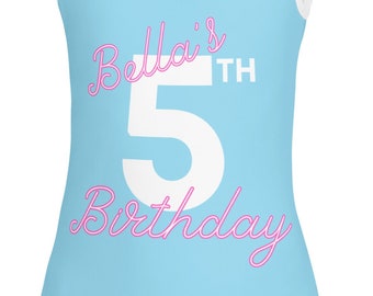 Custom Age Swimsuit, Birthday girl swimsuit, Birthday girl Swimwear, One Piece Swimsuit, Kids swimwear, Girls Swimsuitgift for toddler