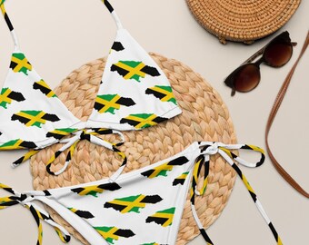 Jamaica String Bikini, Large Bust Swimwear, Jamaica Swimsuit, Jamaican Clothing, Jamaican Flag Swimsuit, Plus Size