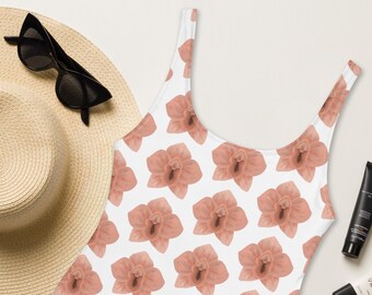 Cliterous Flower, One-Piece Swimsuit, Clitora Flower, Plus Size Swimwear