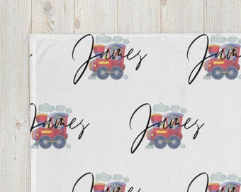 Personalized Train Throw Blanket ~ Custom  Blanket ~  Shower Gift