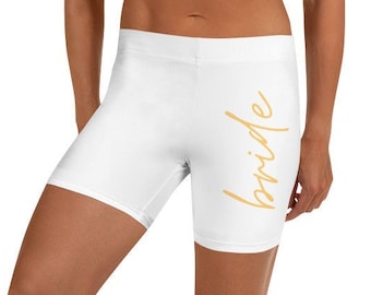 Bride Bicycle Shorts, Bride Gift, Bachelorette Party, Couples Matching, Bride Swimwear, MinimalistGift to Wife, Gift for Fiance