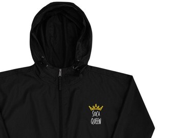 Soca Queen Embroidered Champion Packable Jacket, Windbreaker, Rain Jacket, Pull Over Coat, Trinidad, Soca Junkie, Carnival Queen