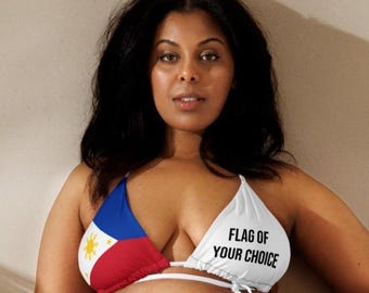 Philipines Flag, 2 Country Flag Bikini Top, Large Bust Swimwear, Filipino
