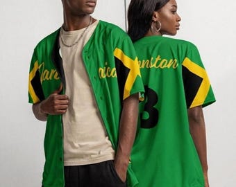 Jamaica unisex jersey, gepersonaliseerde jersey, honkbaltrui, Jamaica kleding, Jamaican Pride, naamcadeau