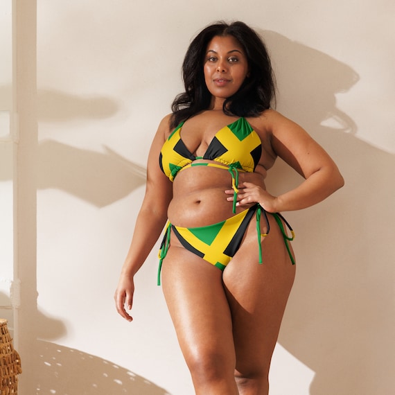 Jamaica String Bikini, Large Bust Swimwear, Jamaica Swimwear, Jamaican  Clothing, Jamaican Flag Swimsuit, Rasta Bikini, Plus Size, Bikini Set 