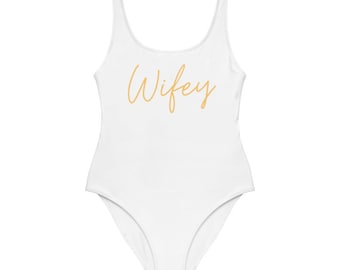 Wifey One-Piece Swimsuit, Custom Bridal Swimsuit, Bachelorette Party, Future Mrs Swimsuit, Bride Squad Swimsuit, Bridal bathing suit