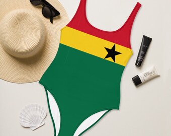 Ghana Flag One-Piece Swimsuit, Africa Swimsuit, African Swimwear, Gift for Her, Ghanaian