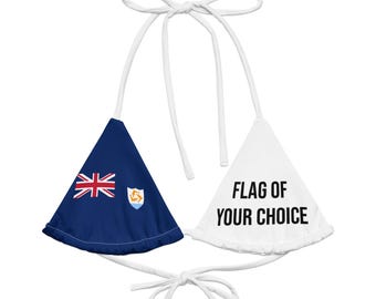 Anguilla 2 Flag Bikini Top, Large Bust Swimwear, Jamaica, Barbados, Trinidad, Guyana, St. Lucia, Antigua, Carnival, Monday Wear