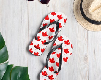 Personalized Canada Flip-Flops, Name Gifts, Canada Day, Custom Flip-Flops, Maple Leaf