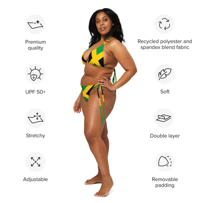 Jamaica String Bikini, Large Bust Swimwear, Jamaica Swimwear, Jamaican Clothing, Jamaican Flag Swimsuit, Rasta Bikini, Plus Size