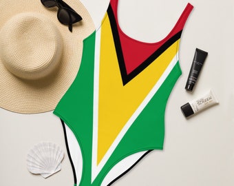 Guyana Flag One-Piece Swimsuit, Guyanese Swimsuit, SWIMSUIT ONLY, Plus Size Swimwear