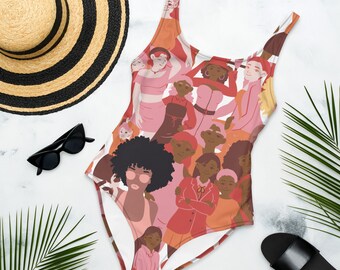 Beautiful Women Swimsuit, Women Support Women, One-Piece Swimsuit, Women Clothing, Women Graphic, Black Girl Magic