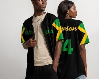 Jamaica Jersey, Personalized Jersey, Baseball Jersey, Jamaica Clothing, Jamaican Pride, Name Gift, Jamaica Flag, Rasta