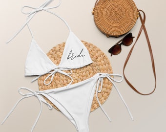 Personalisierter Braut Bikini, Benutzerdefinierte Braut Badeanzug, Junggesellinnenabschied, Zukünftige Frau Badeanzug, Braut Kader Badeanzug, Braut Geschenk, Braut Hausschuhe