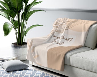 Be Gentle with yourself, Sherpa Fleece Blanket, Bohemian Decor, Boho Bedding