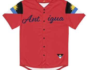 Antigua Custom Baseball Jersey, Antigua Flag Jersey, Personalized Antigua Top, Short Sleeve Shirt, Antigua Independence