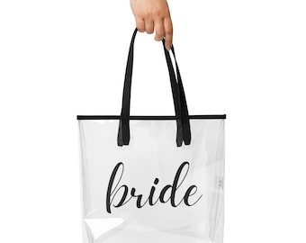 Bride Clear tote bag, Bride Gift, Bachelorette, Beach Bag, Destination Wedding