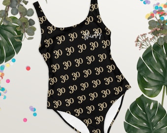 30th Birthday, One Piece, Thirty & Flirty, String Bikini, Birthday Swimsuit, 30th Birthday Gift for Women, Gift for Girlfriend, Gift for her