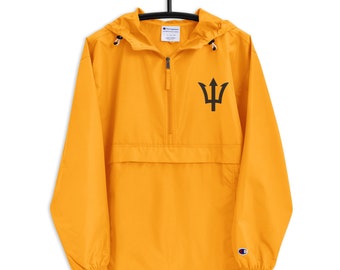 Windbreaker Barbados ~ Embroidered Jacket~  Champion Packable Jacket ~ Rain Jacket ~ Pull Over Coat