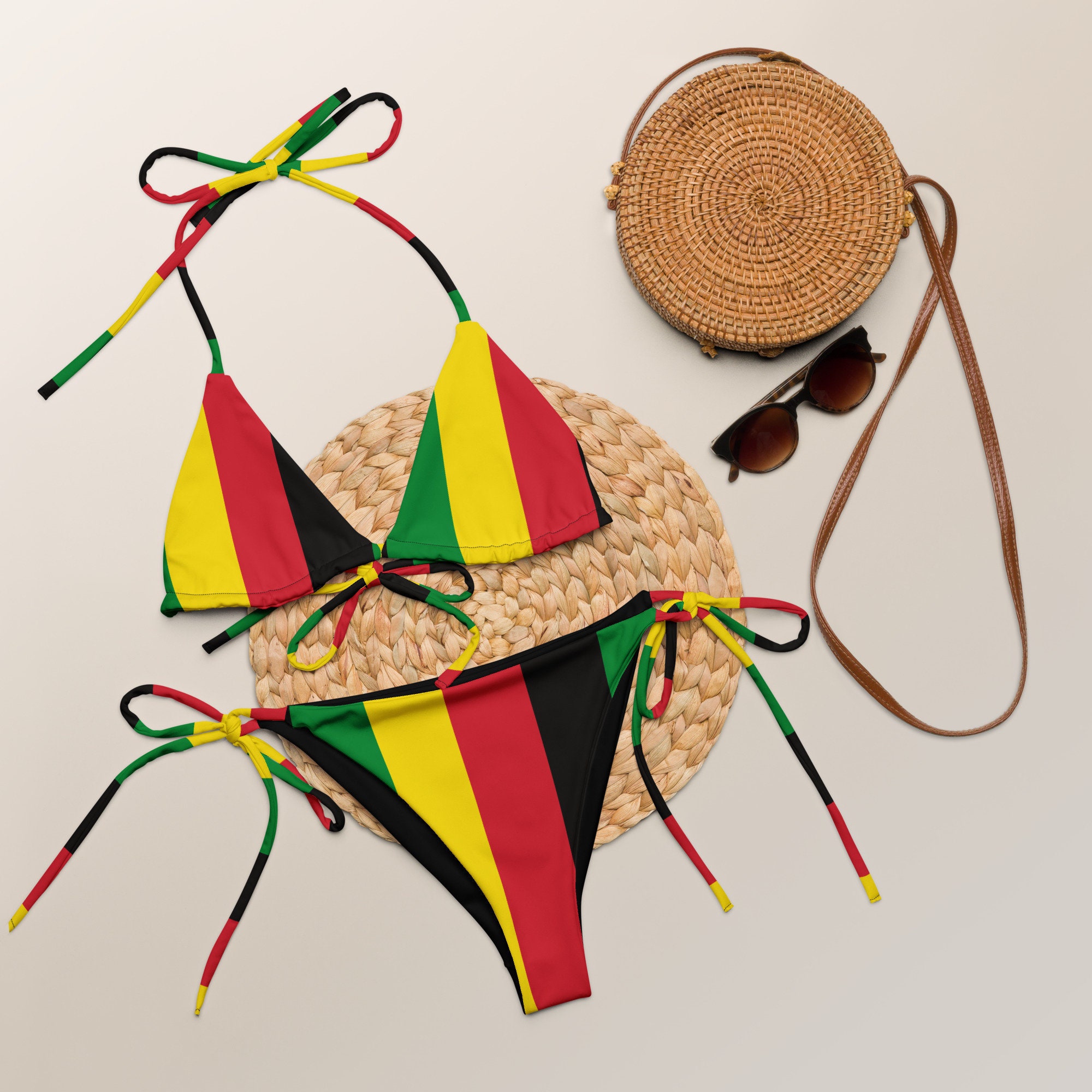 Jamaica Rasta Coloured Bikini, Ecofriendly Swimwear, Jamaican Clothing