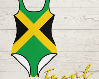 Jamaica One Piece Swimsuit for Children & Youth, Jamaican Swimwear for Kids, Jamaican Clothing, Jamaica Flag, Kids Swimgift for toddler