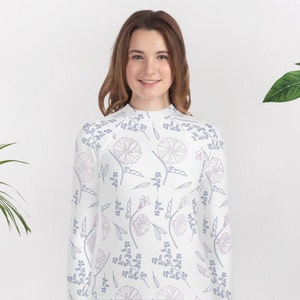 Floral Youth Rash Guard, Long Sleeve Swim Top, Swimwear, Sun Protection, Kids swimwear, TOP ONLYgift for toddler, Girls swimwear Tankini