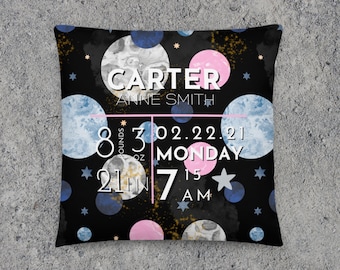 Personalized/Custom Space  Stats Pillow ~ Moons ~ Planets