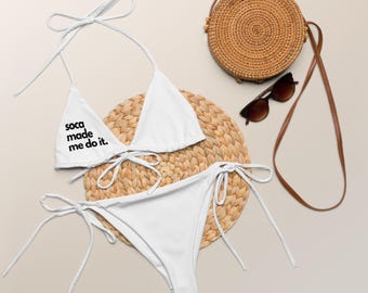 Soca Made Me Do it Bikini, Get On Bad, Trinidad Carnival, Cropover , Toronto Carnival, Monday Wear, Soca Music, White Swimsuit, Two piece