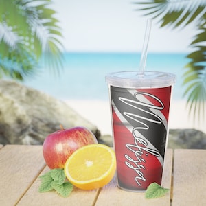 Trinidad Carnival Cup, Plastic Tumbler with Straw, Caribbean Islands, Trinidad Flag, Trinidad & Tobago