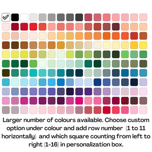 May include: A color palette chart with 176 color swatches arranged in a grid. The chart includes a variety of colors, including black, white, gray, red, orange, yellow, green, blue, purple, and pink.