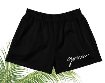 Custom Groom Swim Trunks, Bride and Groom Swimwear, Groom Gift, Honeymoon, Swimming Shorts, Personalized, Minimalist, Wedding,