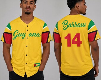 Guyana Jersey, Personalized Jersey, Baseball Jersey, Guyana Clothing, Guyanese Pride, Name Gift, Guyana Flag