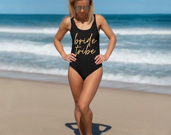 Bride, Bride Squad, Bride Tribe One-Piece Swimsuit, Bachelorette Party, Custom Bridal Swimsuit, Future Mrs Swimsuit, Plus Size Swimwear