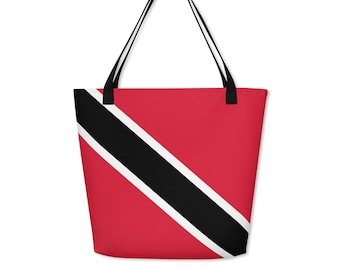 Trinidad & Tobago Flag, Large Tote Bag, Inside Pocket, Trini Gifts, Trinidad Clothing, Laptop Bag, women's bags, Beach Bag