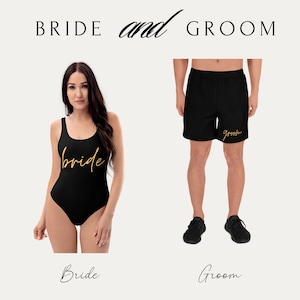 Bride and Groom Swimwear Set, Bridal Party Matching Swimsuits, Destination Wedding, Personalized Swimsuits, Honeymoon Gift, Couples Gift