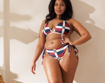 Dominican Republic Flag Bikini, Two piece swimsuit, Dominican Pride, Plus Size Swimwear, Large Bust Swimsuit, Bikini Set