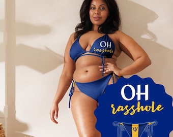 Oh Rasshole, Barbados String Bikini, Plus Size Swimwear, Blue Swimsuit, Trident, Bajan Clothing, Cropover 2024, Kadooment Day