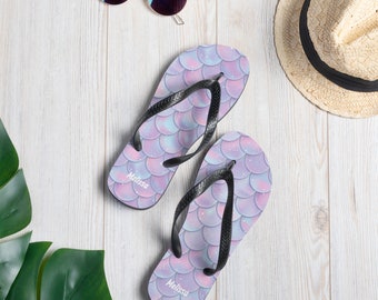 Mermaid Flip-Flops, Mermaid Sandals, Personalized Flip Flops, Custom Gift, Mermaid Gifts, Ocean Inspired Style