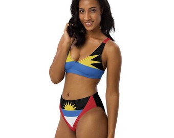 Antigua High-Waisted Bikini, Women's Swimsuit, Sexy Antigua Swimwear, Padded Bikini Top, Plus Size Swimwear, Bikini Set