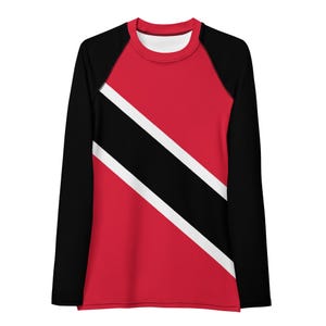 Trinidad Flag, Women&#39;s Rash Guard, Long Sleeve Swimwear, Water sports, UV protection , Tobago, Quick dry fabric
