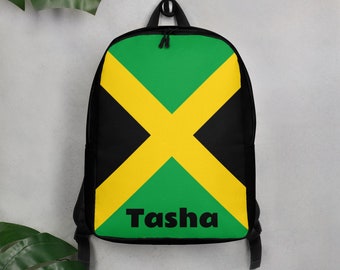 Personalized Jamaica Minimalist Backpack,  Carry On Bag, Jamaican Bag, Jamaican Clothing