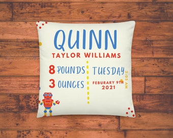 Personalized  Robot Stats Pillow