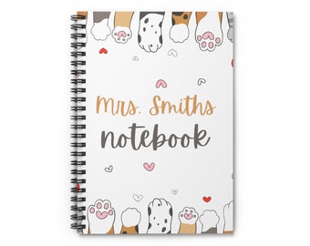 Cat Notebook, Teacher Appreciation Gifts, Gift for Teacher, Personalized Teacher Notebook, Cat Lover Gift, Personalized Teacher Gift Ideas