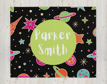Personalized Rocket Baby Boy Blanket, Space Themed Nursery, Custom Baby Blanket, Baby Shower Gift, Custom, Monogrammed Baby Blanket