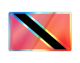 Trinidad Flag Holographic Die-cut Sticker, Trinidad & Tobago, Steel Pan Accessories,