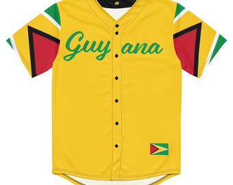 Guyana Jersey, Personalized Jersey, Baseball Jersey, Guyana Clothing, Guyanese Pride, Name Gift, Guyana Flag