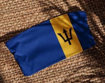 Barbados Bandeau Bikini Top, Barbados Flag, Cropover, Carnival Swimwear, Plus Size Swinwear