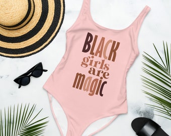 Black Girls Are Magic One-Piece Swimsuit, Black Girl Magic, Large bust swimwear, Plus Size Swim, Gift for Mom, Gift for Wife